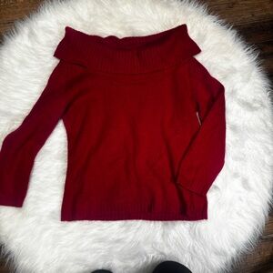 Apostrophe Red Off the Shoulder Turtleneck Angora Wool Blend Sweater Youth Med